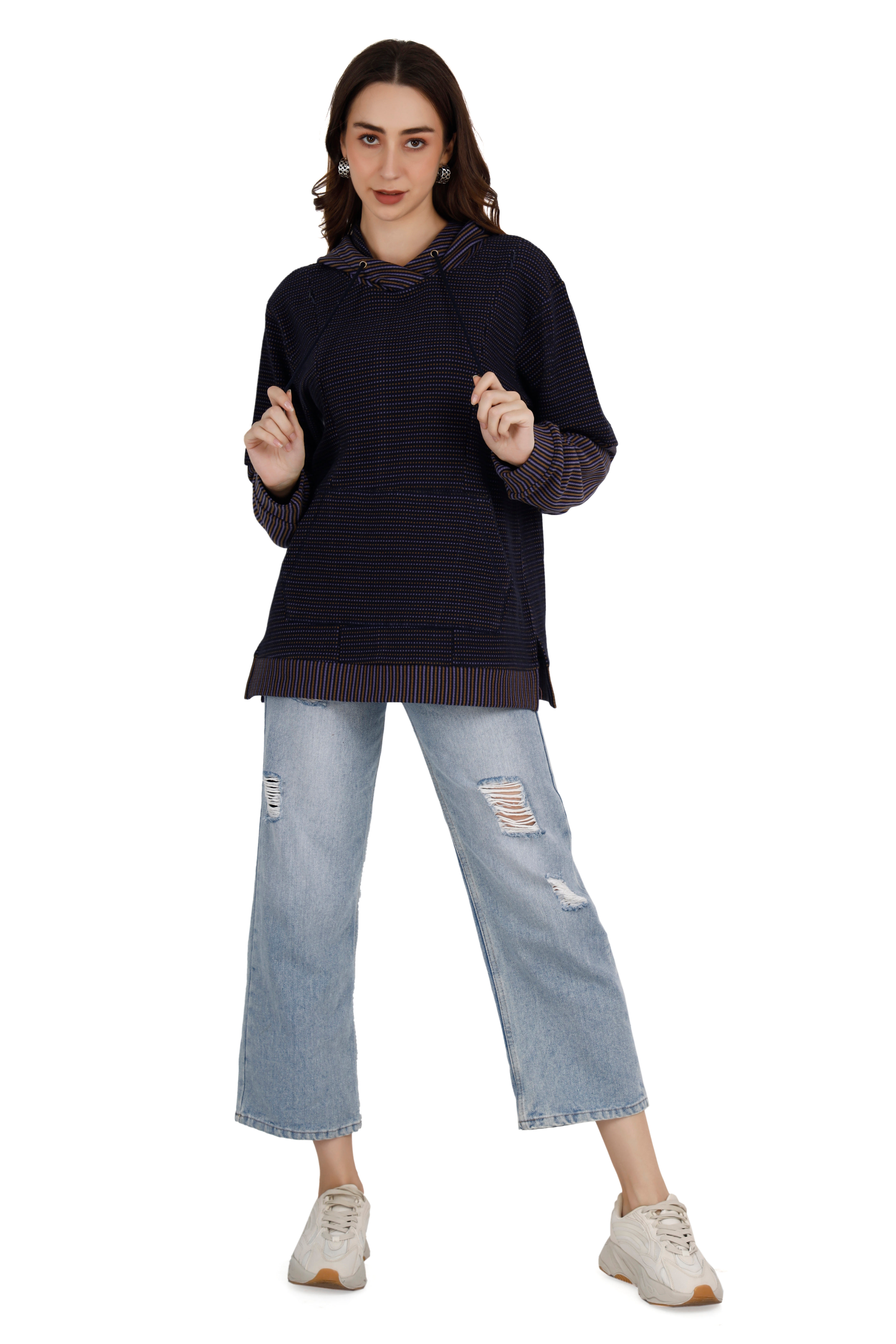 Women's Multicolored Stripe Hoodie thumbnail 4